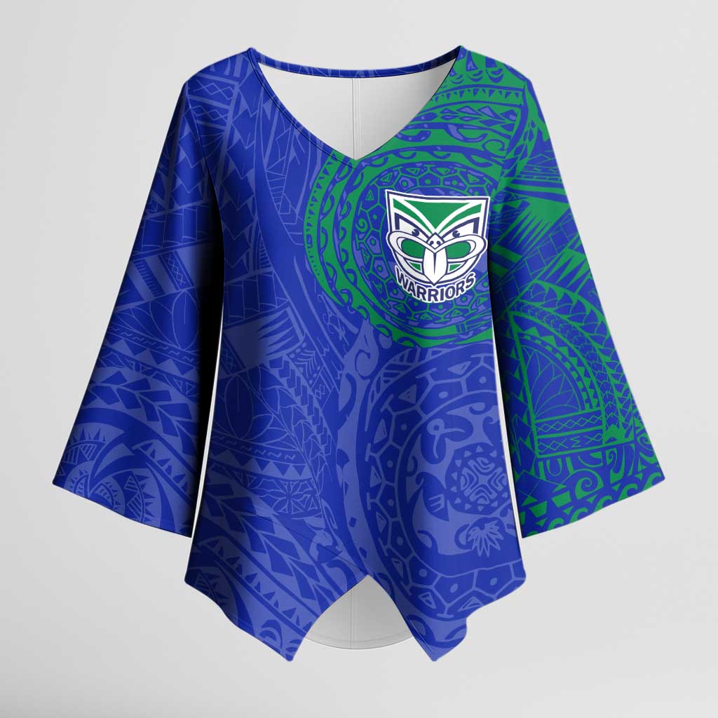 Personalized New Zealand Warriors Kimono Sleeve Blouse Polynesian Tribal Chest and Sleeve Tattoo