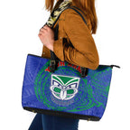 Personalized New Zealand Warriors Leather Tote Bag Polynesian Tribal Chest and Sleeve Tattoo