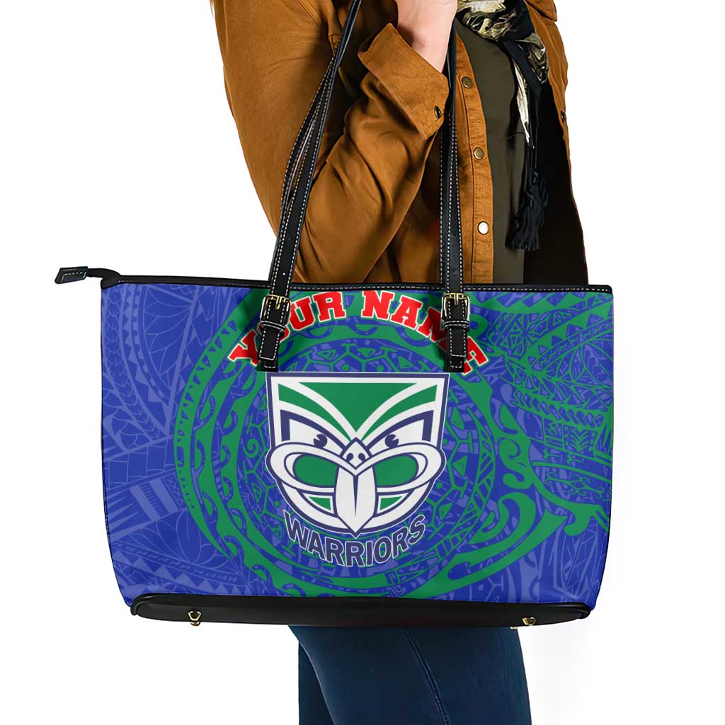Personalized New Zealand Warriors Leather Tote Bag Polynesian Tribal Chest and Sleeve Tattoo
