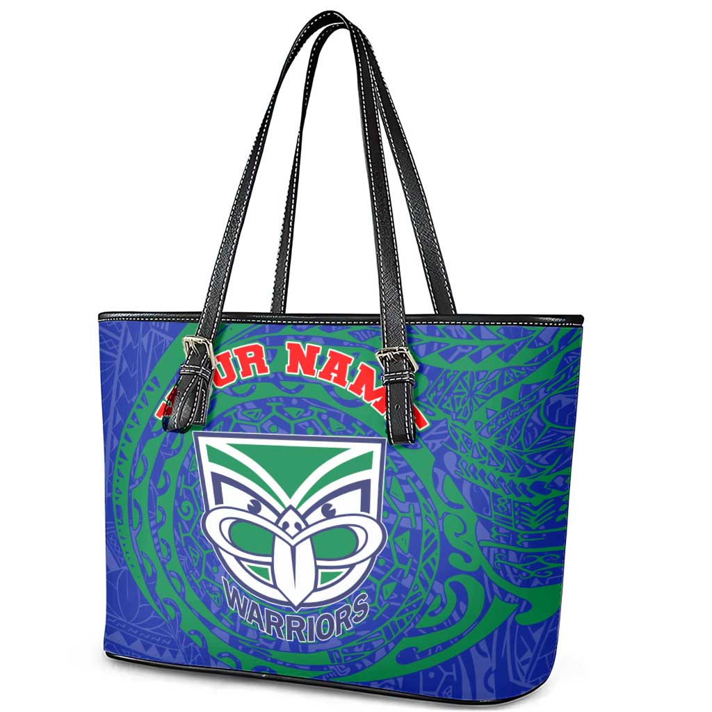 Personalized New Zealand Warriors Leather Tote Bag Polynesian Tribal Chest and Sleeve Tattoo