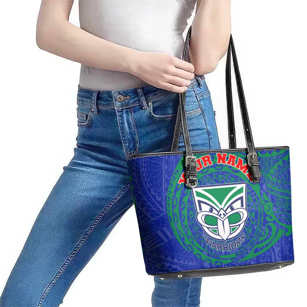 Personalized New Zealand Warriors Leather Tote Bag Polynesian Tribal Chest and Sleeve Tattoo