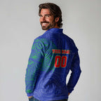 Personalized New Zealand Warriors Long Sleeve Polo Shirt Polynesian Tribal Chest and Sleeve Tattoo