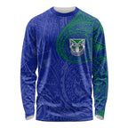 Personalized New Zealand Warriors Long Sleeve Shirt Polynesian Tribal Chest and Sleeve Tattoo