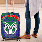 Personalized New Zealand Warriors Luggage Cover Polynesian Tribal Chest and Sleeve Tattoo