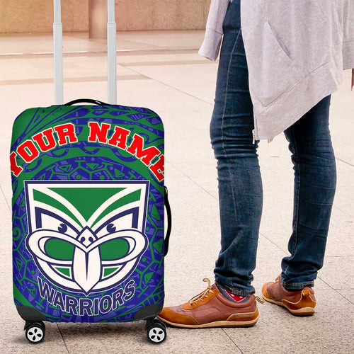 Personalized New Zealand Warriors Luggage Cover Polynesian Tribal Chest and Sleeve Tattoo