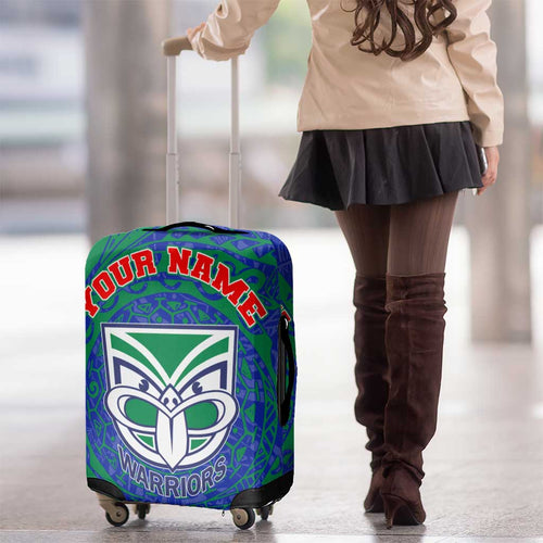 Personalized New Zealand Warriors Luggage Cover Polynesian Tribal Chest and Sleeve Tattoo