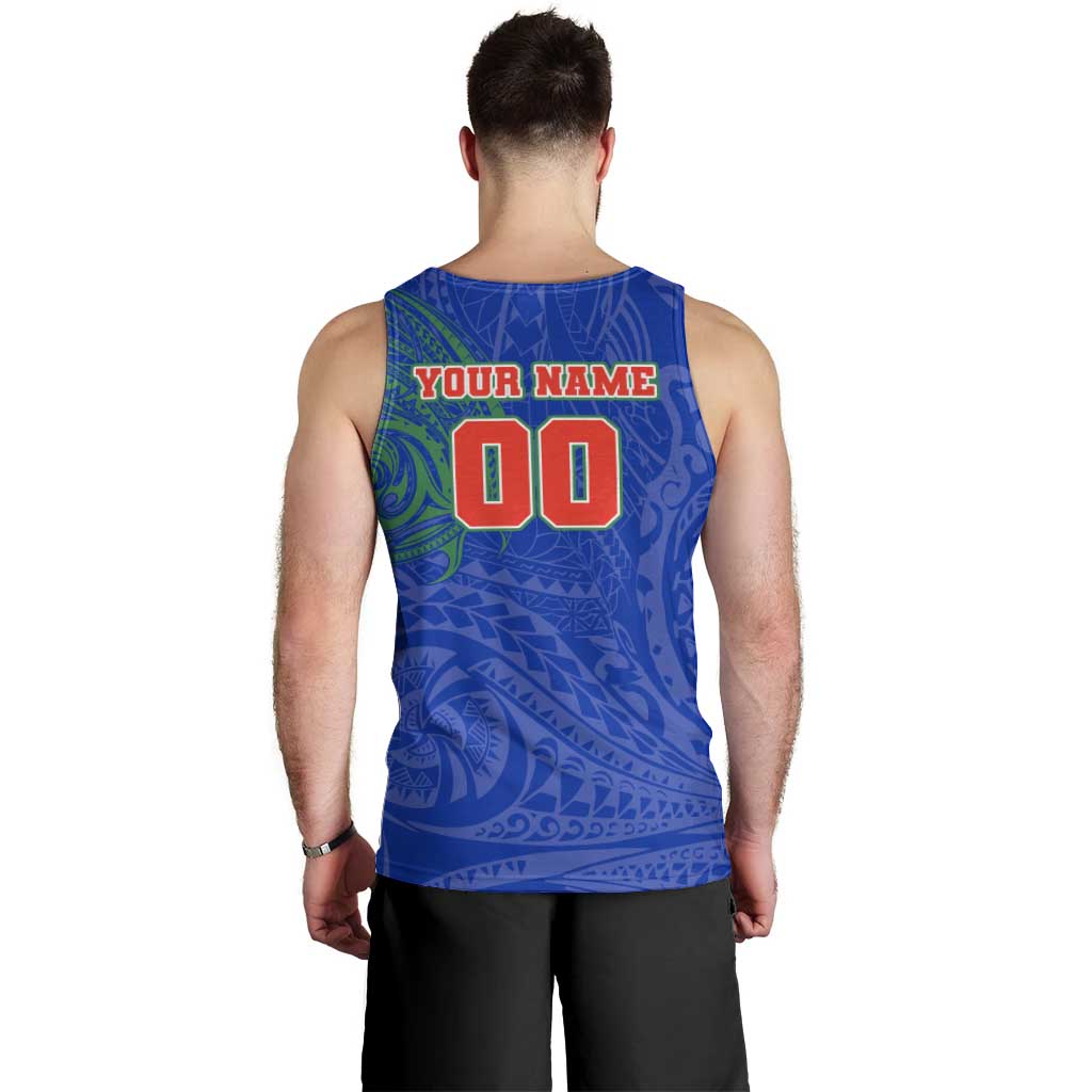 Personalized New Zealand Warriors Men Tank Top Polynesian Tribal Chest and Sleeve Tattoo
