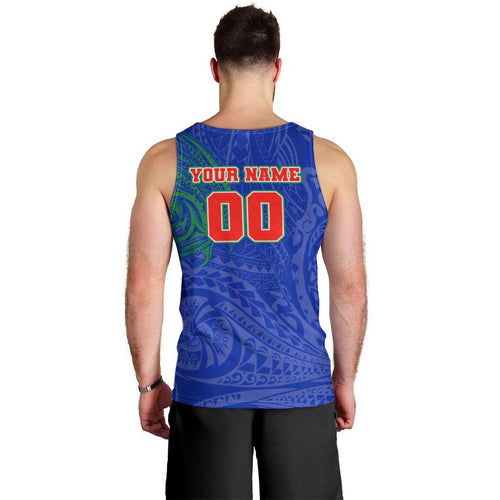Personalized New Zealand Warriors Men Tank Top Polynesian Tribal Chest and Sleeve Tattoo