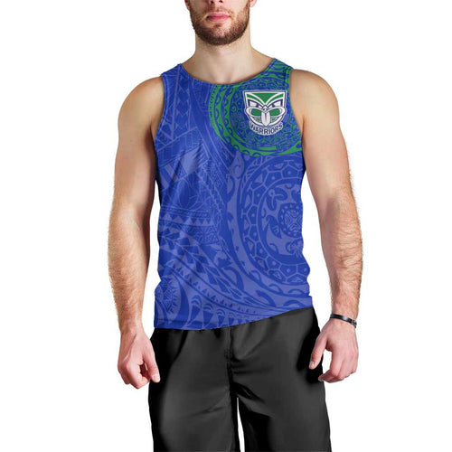 Personalized New Zealand Warriors Men Tank Top Polynesian Tribal Chest and Sleeve Tattoo