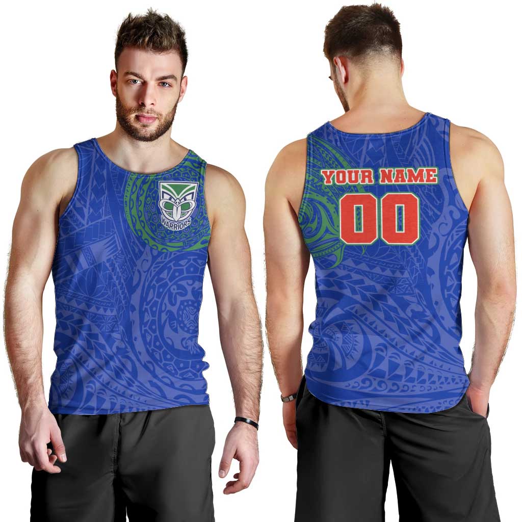 Personalized New Zealand Warriors Men Tank Top Polynesian Tribal Chest and Sleeve Tattoo