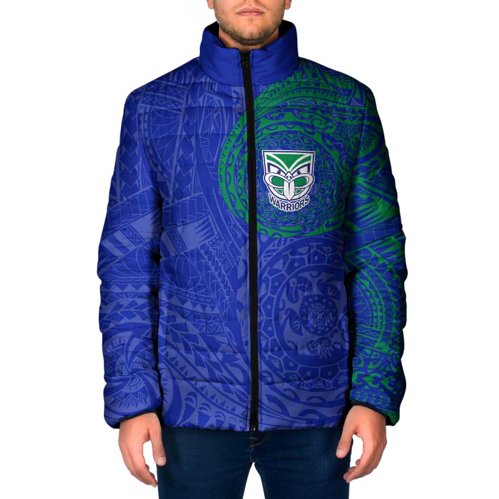 Personalized New Zealand Warriors Padded Jacket Polynesian Tribal Chest and Sleeve Tattoo
