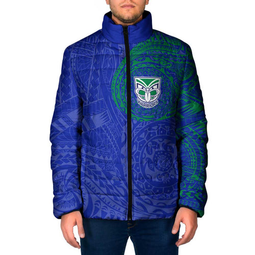 Personalized New Zealand Warriors Padded Jacket Polynesian Tribal Chest and Sleeve Tattoo