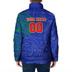 Personalized New Zealand Warriors Padded Jacket Polynesian Tribal Chest and Sleeve Tattoo