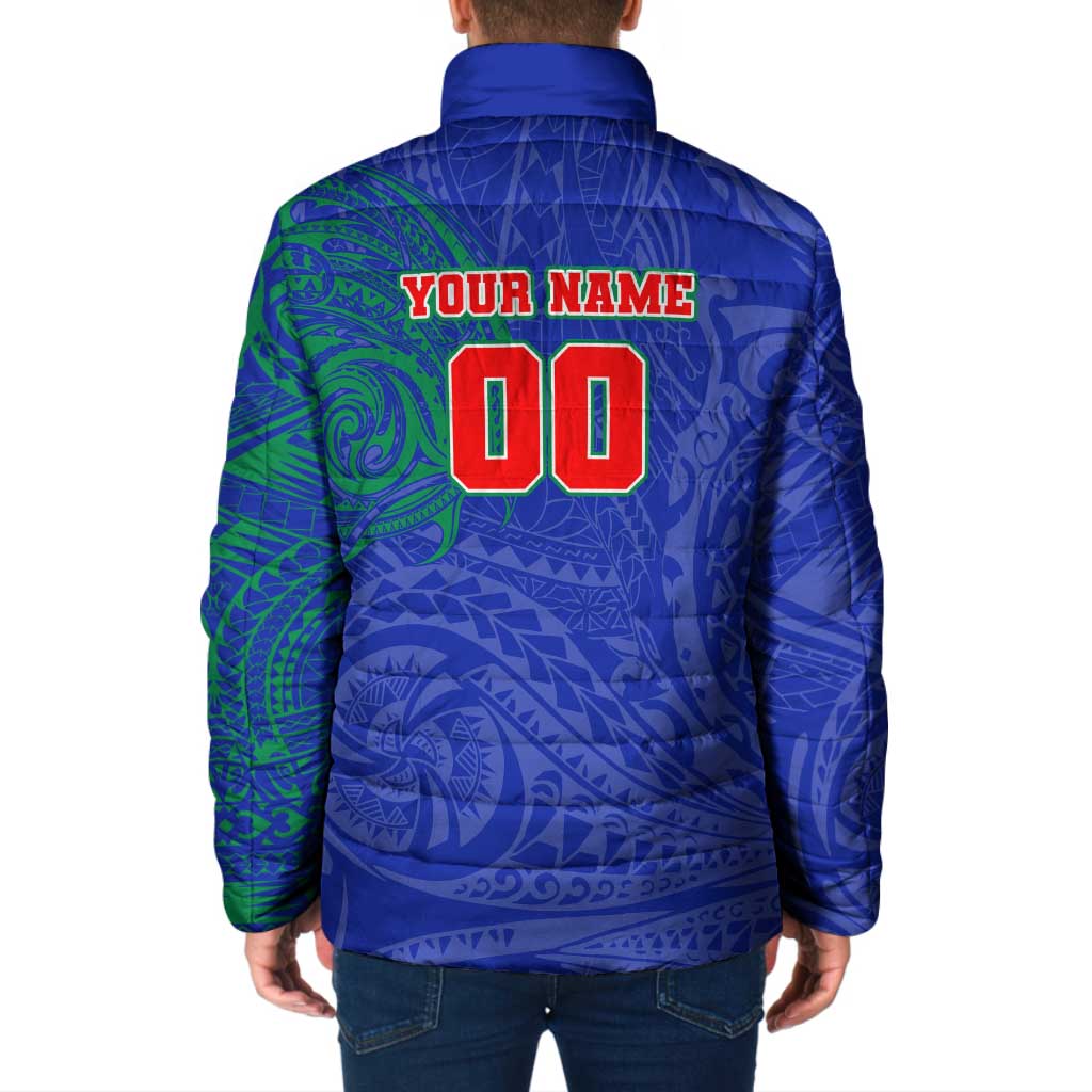 Personalized New Zealand Warriors Padded Jacket Polynesian Tribal Chest and Sleeve Tattoo