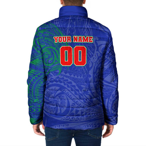 Personalized New Zealand Warriors Padded Jacket Polynesian Tribal Chest and Sleeve Tattoo