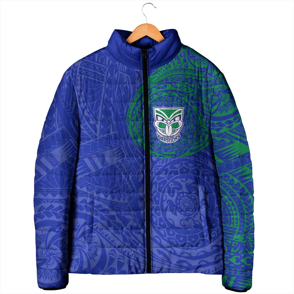 Personalized New Zealand Warriors Padded Jacket Polynesian Tribal Chest and Sleeve Tattoo