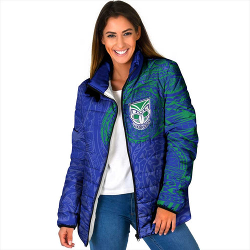 Personalized New Zealand Warriors Padded Jacket Polynesian Tribal Chest and Sleeve Tattoo