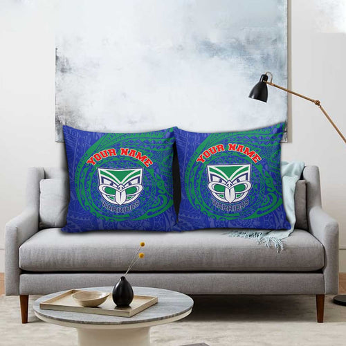 Personalized New Zealand Warriors Pillow Cover Polynesian Tribal Chest and Sleeve Tattoo