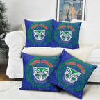 Personalized New Zealand Warriors Pillow Cover Polynesian Tribal Chest and Sleeve Tattoo