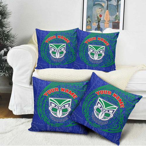 Personalized New Zealand Warriors Pillow Cover Polynesian Tribal Chest and Sleeve Tattoo