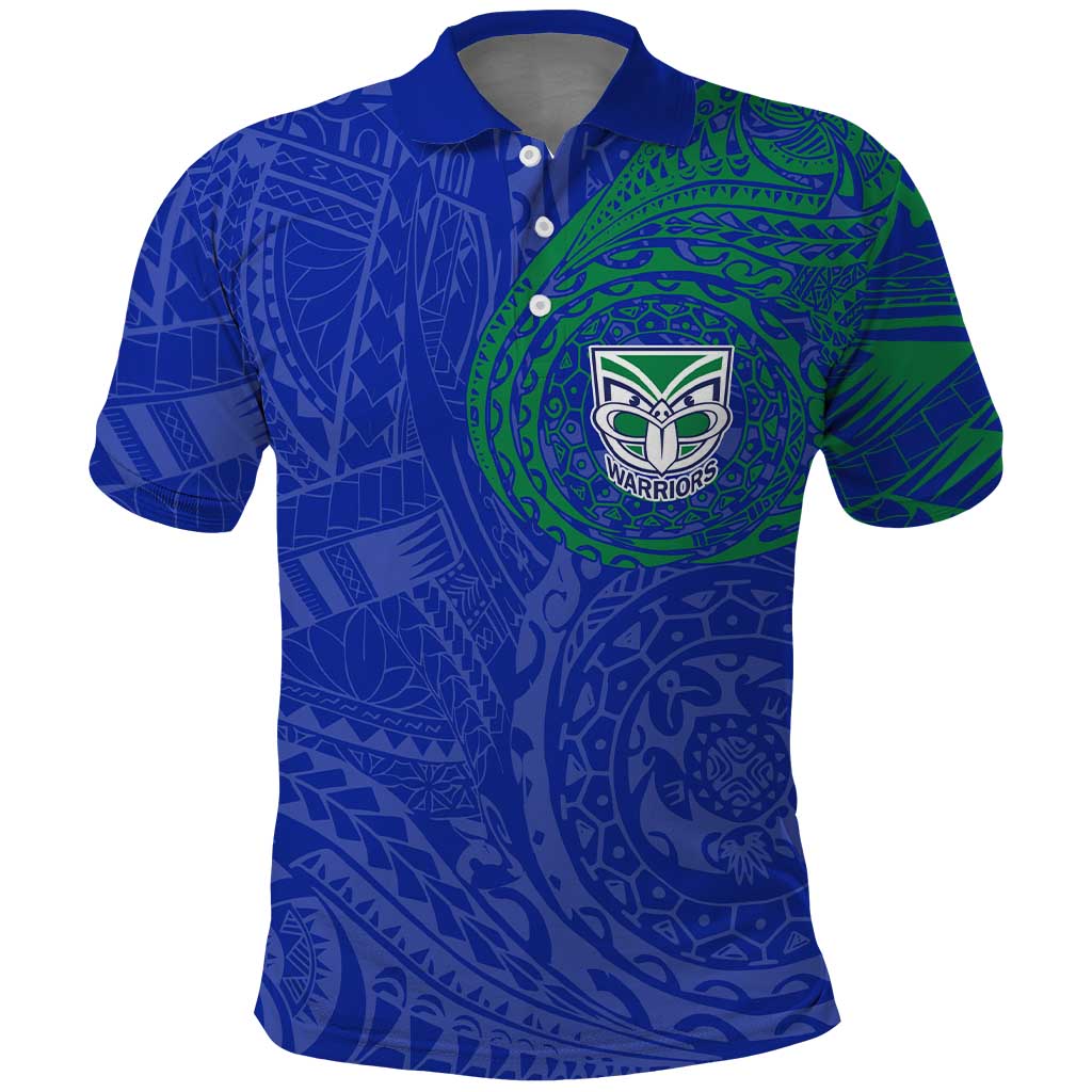 Personalized New Zealand Warriors Polo Shirt Polynesian Tribal Chest and Sleeve Tattoo