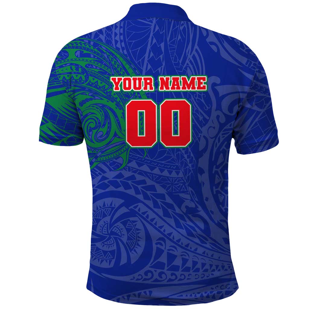 Personalized New Zealand Warriors Polo Shirt Polynesian Tribal Chest and Sleeve Tattoo