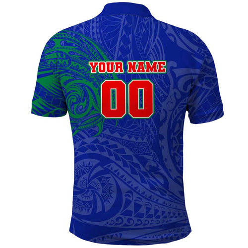 Personalized New Zealand Warriors Polo Shirt Polynesian Tribal Chest and Sleeve Tattoo
