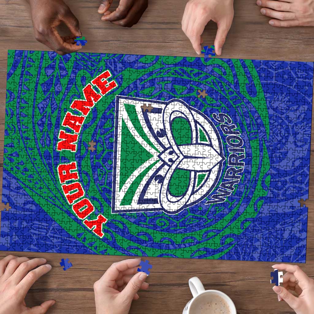 Personalized New Zealand Warriors Puzzle Polynesian Tribal Chest and Sleeve Tattoo