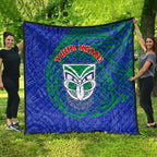 Personalized New Zealand Warriors Quilt Polynesian Tribal Chest and Sleeve Tattoo