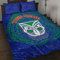 Personalized New Zealand Warriors Quilt Bed Set Polynesian Tribal Chest and Sleeve Tattoo