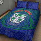 Personalized New Zealand Warriors Quilt Bed Set Polynesian Tribal Chest and Sleeve Tattoo