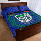Personalized New Zealand Warriors Quilt Bed Set Polynesian Tribal Chest and Sleeve Tattoo
