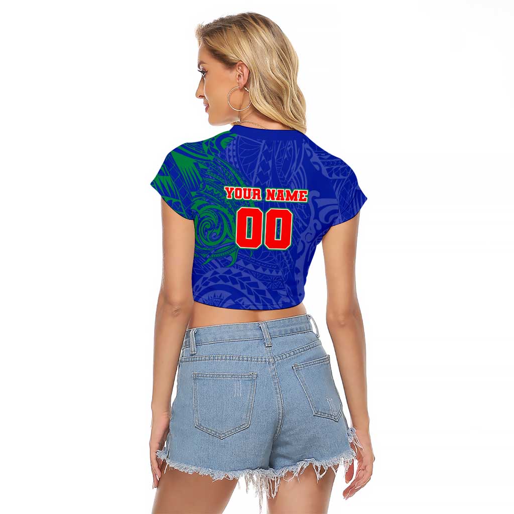 Personalized New Zealand Warriors Raglan Cropped T Shirt Polynesian Tribal Chest and Sleeve Tattoo