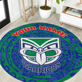 Personalized New Zealand Warriors Round Carpet Polynesian Tribal Chest and Sleeve Tattoo