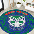 Personalized New Zealand Warriors Round Carpet Polynesian Tribal Chest and Sleeve Tattoo