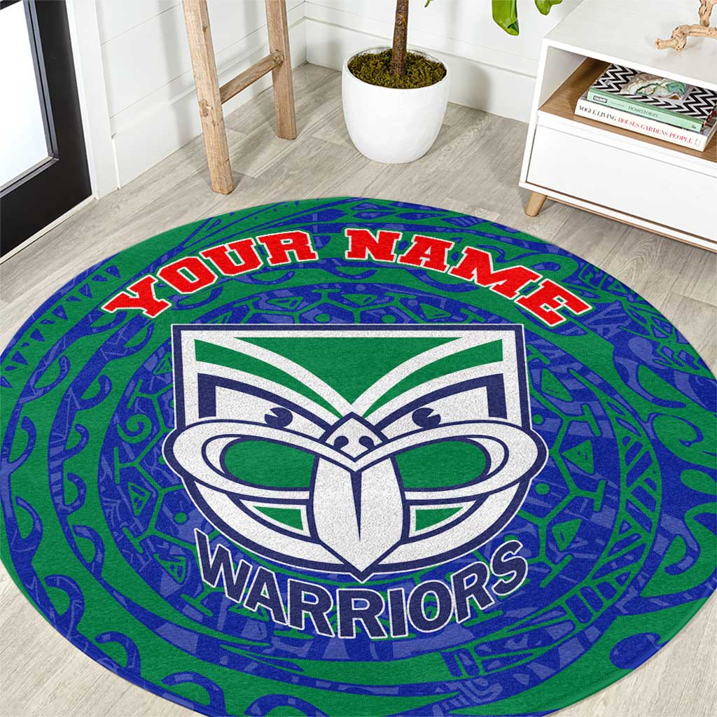 Personalized New Zealand Warriors Round Carpet Polynesian Tribal Chest and Sleeve Tattoo