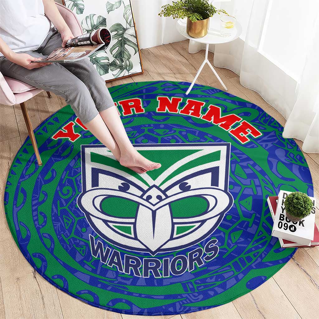 Personalized New Zealand Warriors Round Carpet Polynesian Tribal Chest and Sleeve Tattoo