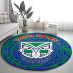 Personalized New Zealand Warriors Round Carpet Polynesian Tribal Chest and Sleeve Tattoo