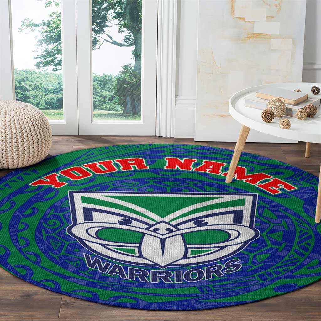 Personalized New Zealand Warriors Round Carpet Polynesian Tribal Chest and Sleeve Tattoo