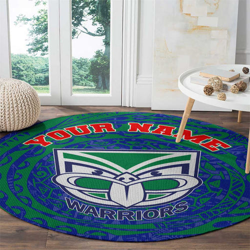 Personalized New Zealand Warriors Round Carpet Polynesian Tribal Chest and Sleeve Tattoo