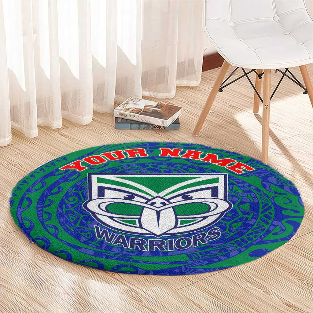 Personalized New Zealand Warriors Round Carpet Polynesian Tribal Chest and Sleeve Tattoo