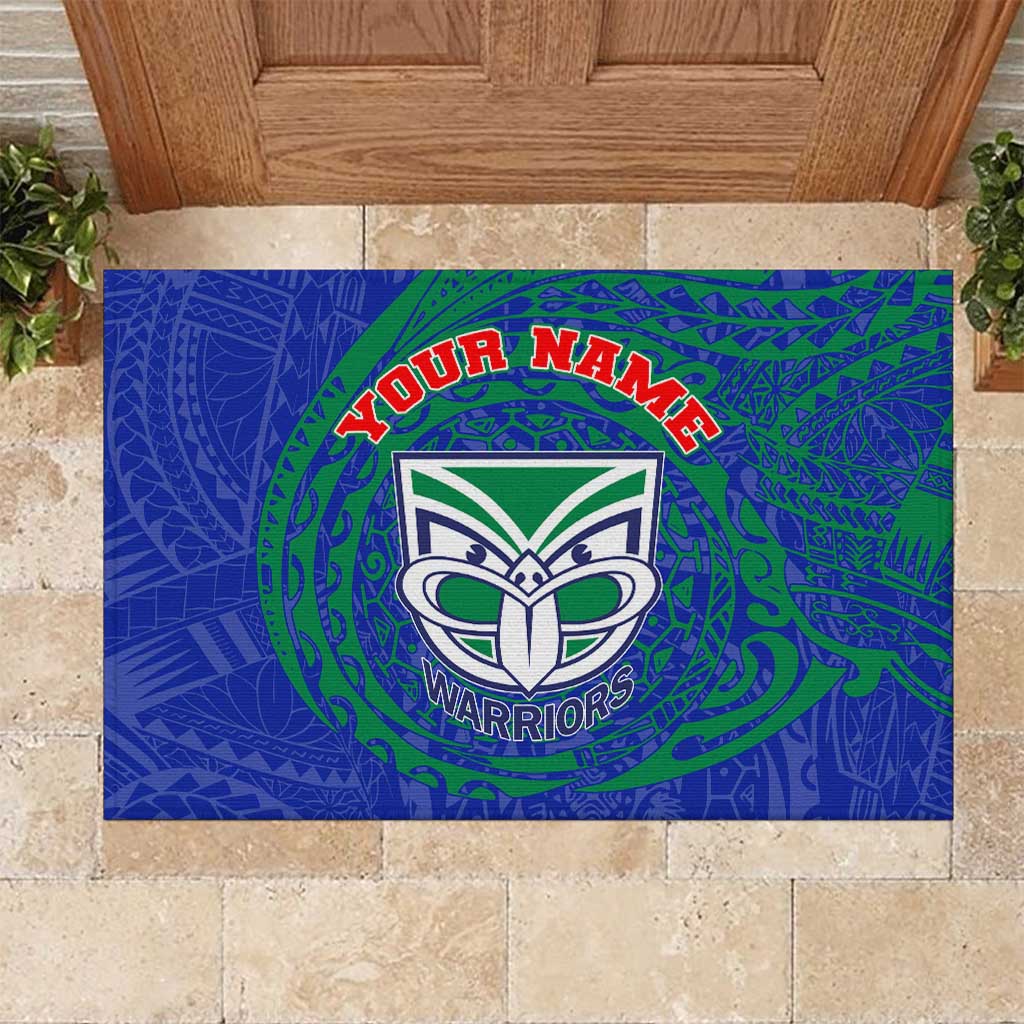 Personalized New Zealand Warriors Rubber Doormat Polynesian Tribal Chest and Sleeve Tattoo