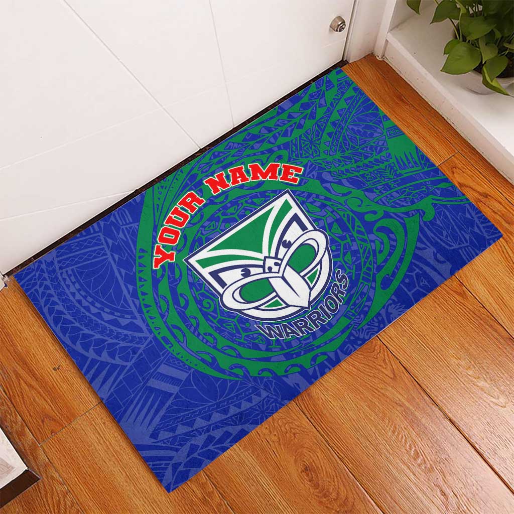 Personalized New Zealand Warriors Rubber Doormat Polynesian Tribal Chest and Sleeve Tattoo