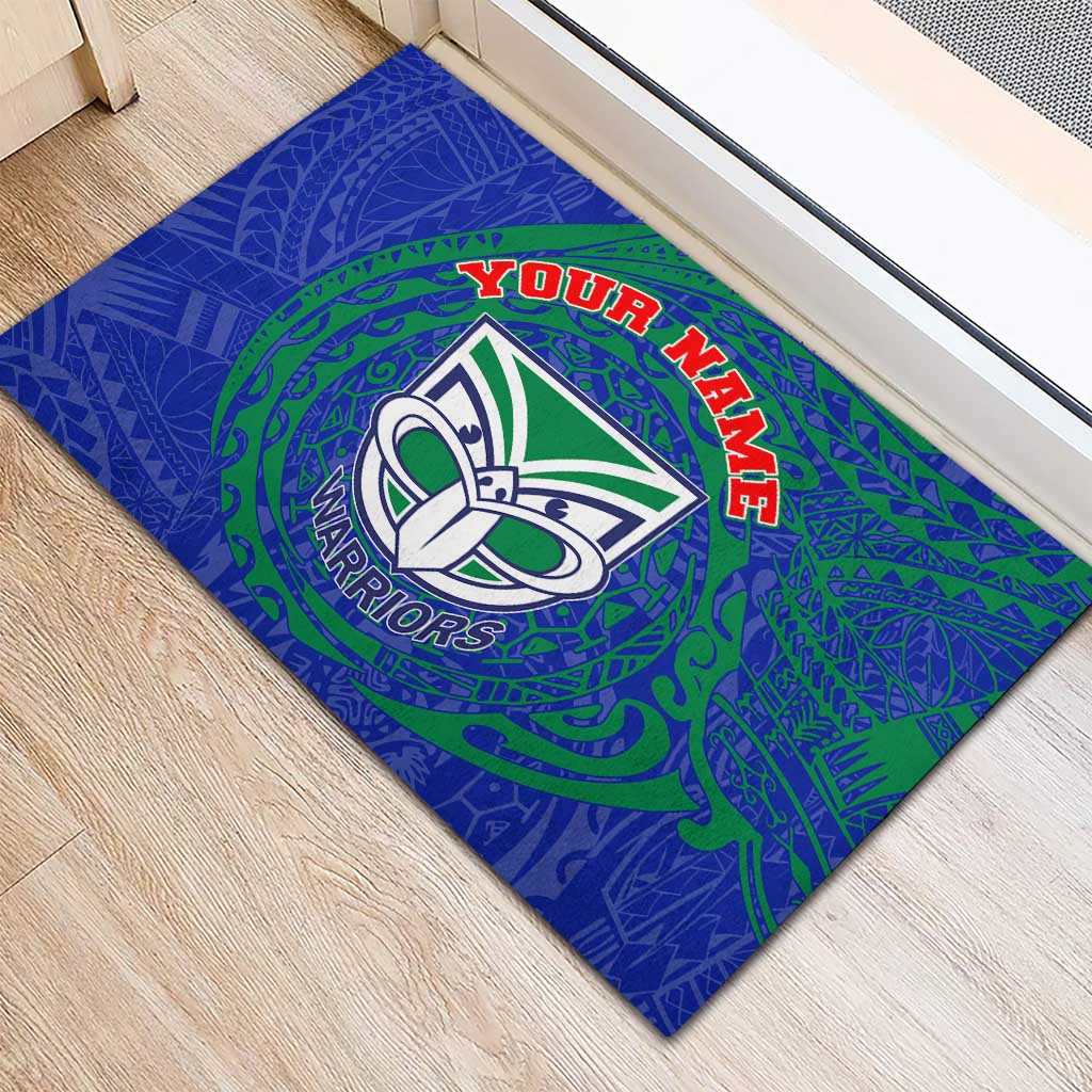 Personalized New Zealand Warriors Rubber Doormat Polynesian Tribal Chest and Sleeve Tattoo