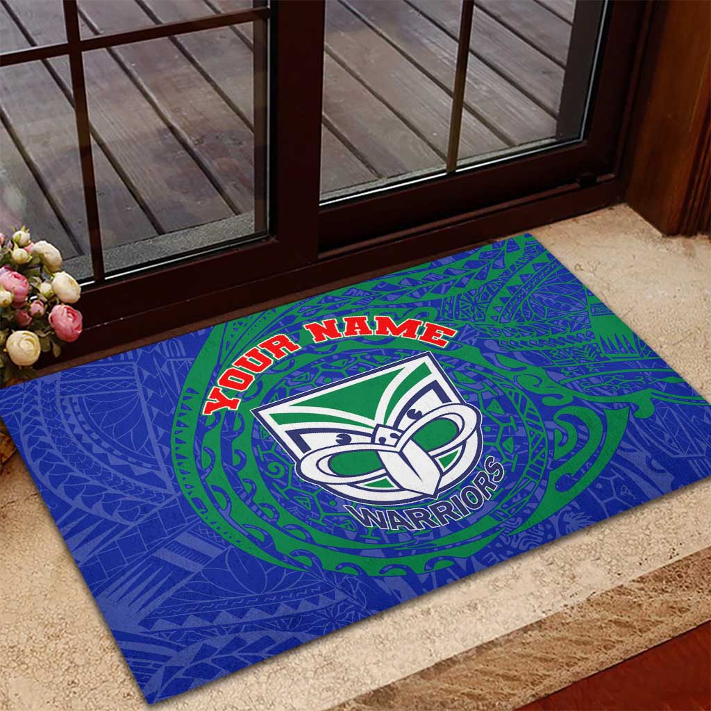 Personalized New Zealand Warriors Rubber Doormat Polynesian Tribal Chest and Sleeve Tattoo