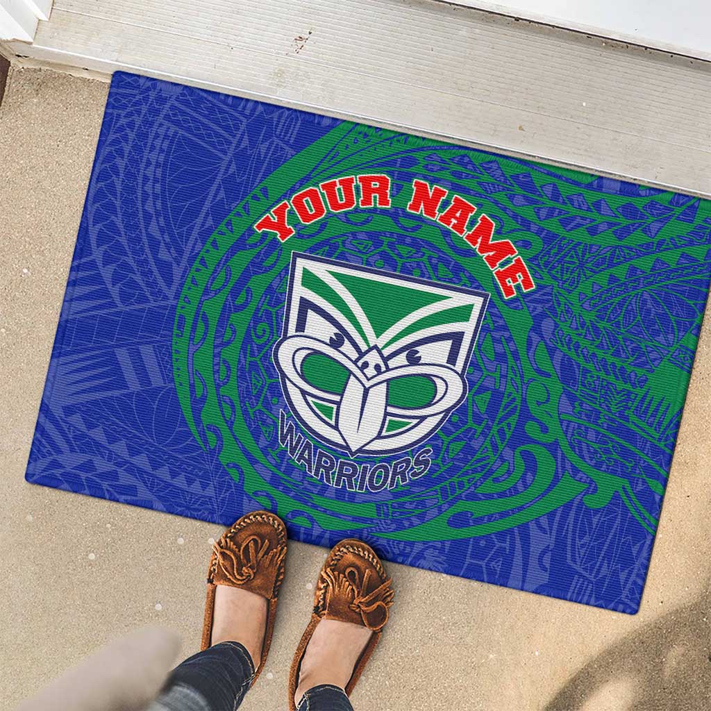 Personalized New Zealand Warriors Rubber Doormat Polynesian Tribal Chest and Sleeve Tattoo