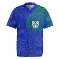 Personalized New Zealand Warriors Rugby Jersey Polynesian Tribal Chest and Sleeve Tattoo