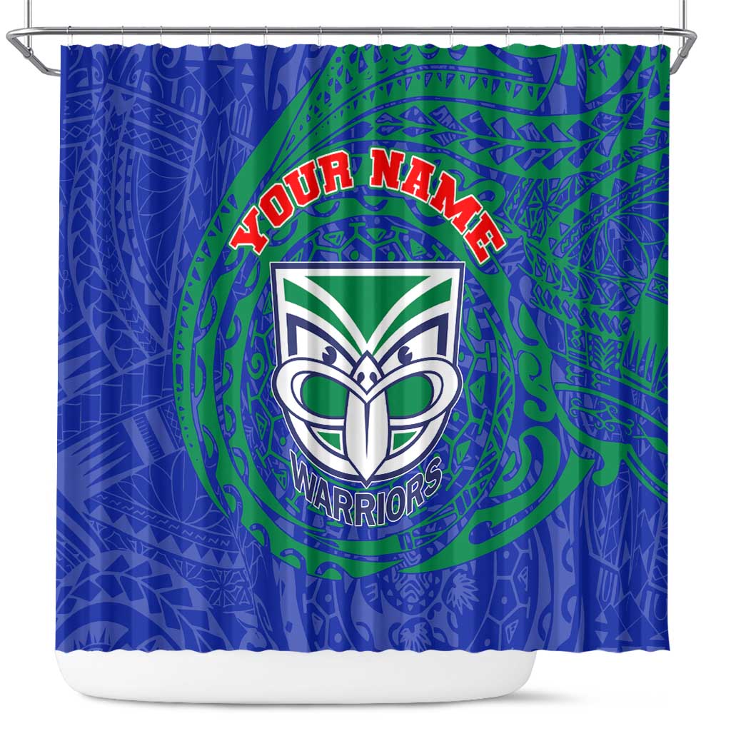 Personalized New Zealand Warriors Shower Curtain Polynesian Tribal Chest and Sleeve Tattoo