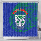 Personalized New Zealand Warriors Shower Curtain Polynesian Tribal Chest and Sleeve Tattoo