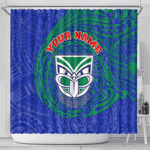 Personalized New Zealand Warriors Shower Curtain Polynesian Tribal Chest and Sleeve Tattoo